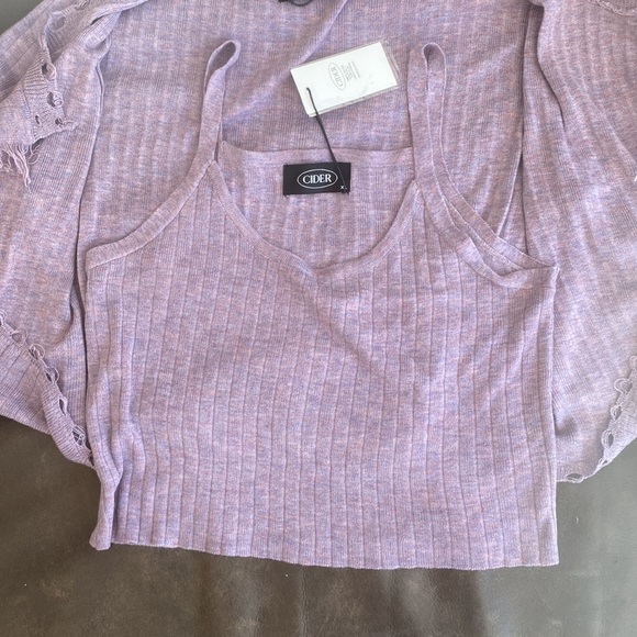 Cider-Frayed Knit Cardigan and Matching Tank Top - Picture 2 of 2